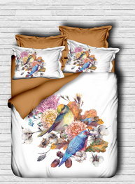 L'essentiel linge de maison Juego de Funda de Edredón Doble Marrón, Azul y Blanco